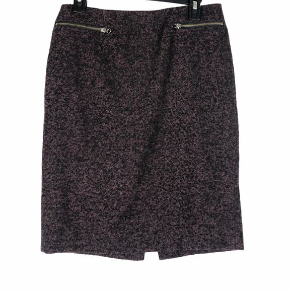 NORDSTROM COLLECTION Black Pink Pencil Skirt 6 Tweed Zippers Career Business - Picture 1 of 6